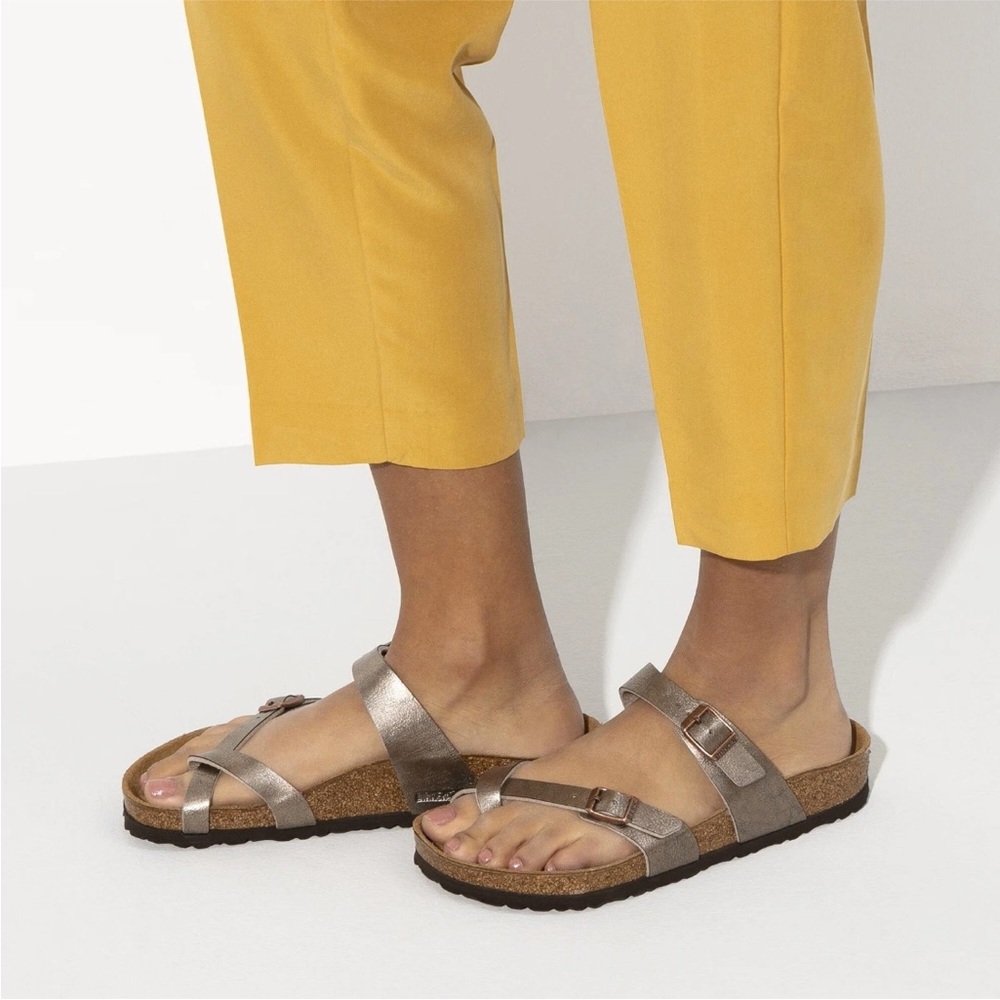 Birkenstock Mayari Birko-Flor Silver Sandals Women’s Size 10